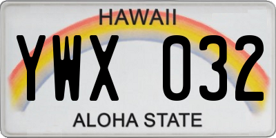 HI license plate YWX032
