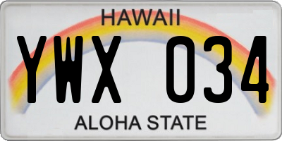 HI license plate YWX034