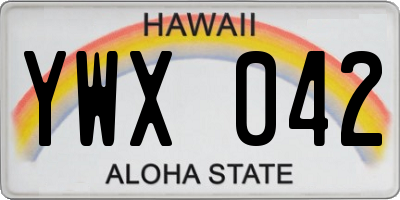 HI license plate YWX042