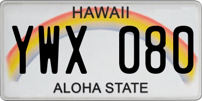 HI license plate YWX080