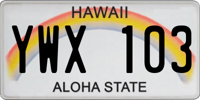 HI license plate YWX103
