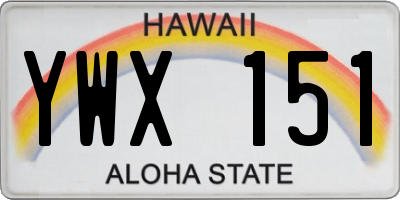 HI license plate YWX151