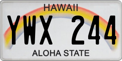 HI license plate YWX244