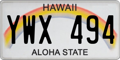 HI license plate YWX494
