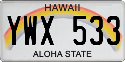 HI license plate YWX533