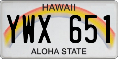 HI license plate YWX651