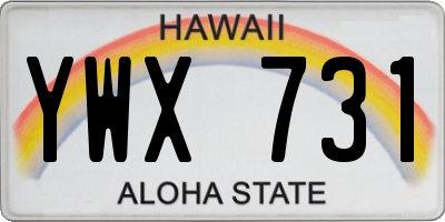 HI license plate YWX731