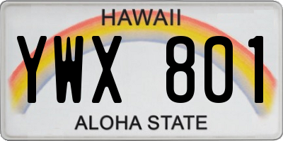 HI license plate YWX801