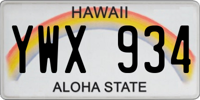 HI license plate YWX934