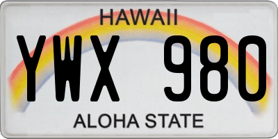HI license plate YWX980