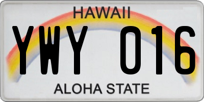 HI license plate YWY016