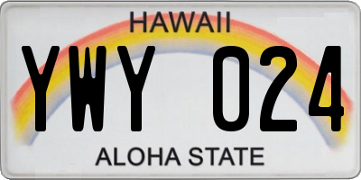 HI license plate YWY024