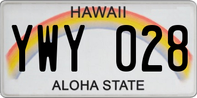 HI license plate YWY028