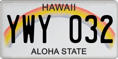 HI license plate YWY032