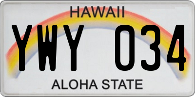 HI license plate YWY034