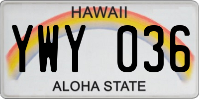 HI license plate YWY036