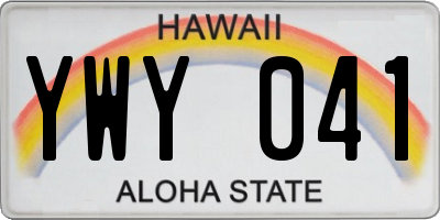 HI license plate YWY041