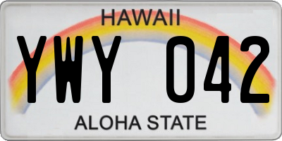 HI license plate YWY042