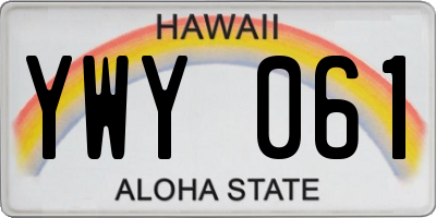 HI license plate YWY061