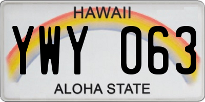 HI license plate YWY063