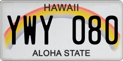 HI license plate YWY080