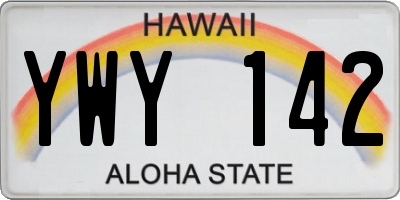 HI license plate YWY142