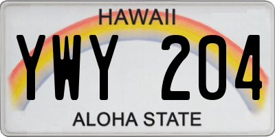 HI license plate YWY204