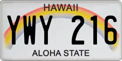 HI license plate YWY216
