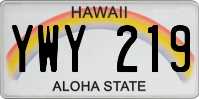 HI license plate YWY219
