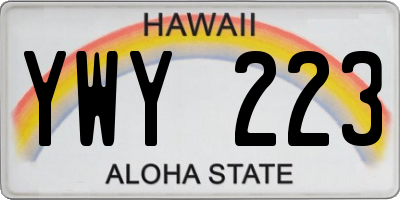 HI license plate YWY223