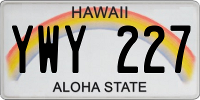 HI license plate YWY227