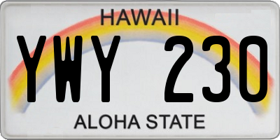 HI license plate YWY230