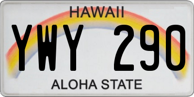 HI license plate YWY290