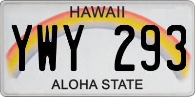 HI license plate YWY293