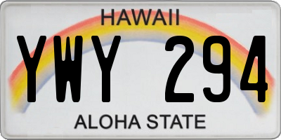 HI license plate YWY294