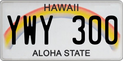 HI license plate YWY300