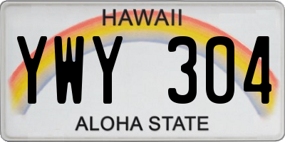 HI license plate YWY304
