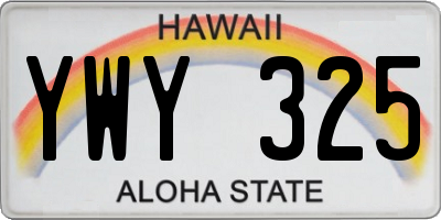HI license plate YWY325