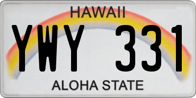 HI license plate YWY331