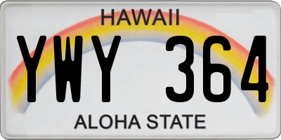 HI license plate YWY364