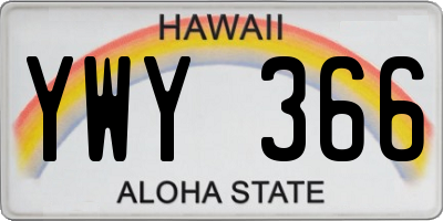 HI license plate YWY366