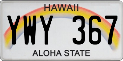 HI license plate YWY367