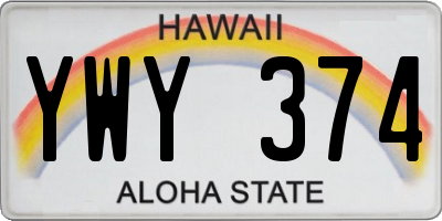 HI license plate YWY374