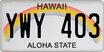 HI license plate YWY403