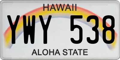 HI license plate YWY538