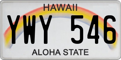 HI license plate YWY546