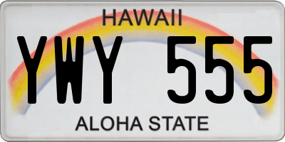 HI license plate YWY555