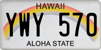 HI license plate YWY570