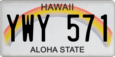 HI license plate YWY571