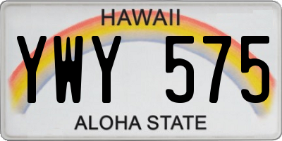 HI license plate YWY575